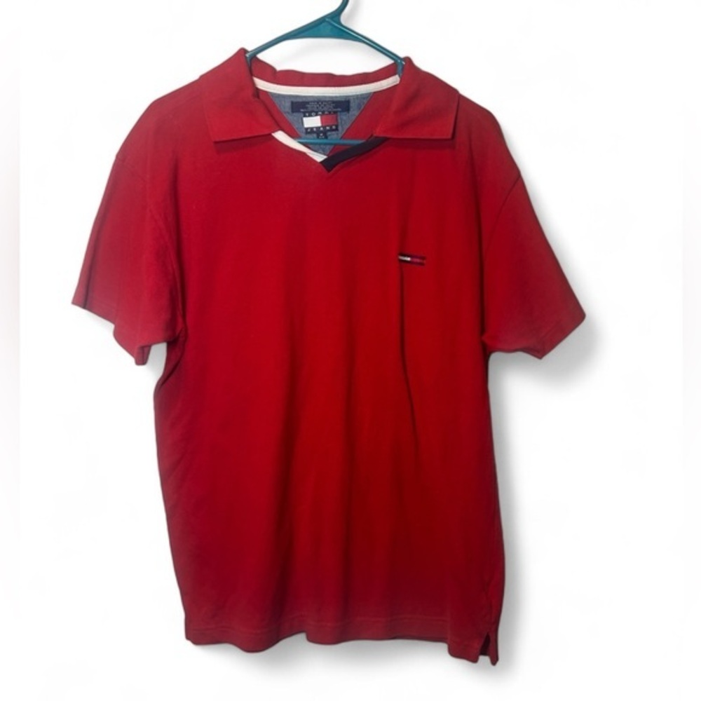 Tommy Hilfiger Jeans Vintage‎ 90s Y2K Men M Red Cotton Logo Short Sleeve Polo